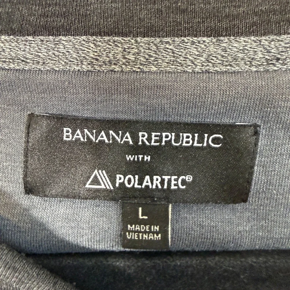 Banana Republic Sweatshirt Men Large Gray Polartec Raglan Sleeve Pullover Fleece